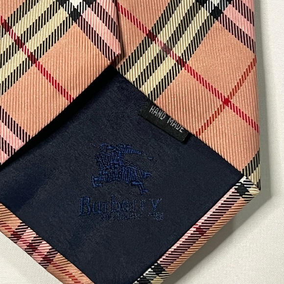 Vintage Burberry Pink and Black Plaid Tie - Picture 4 of 4